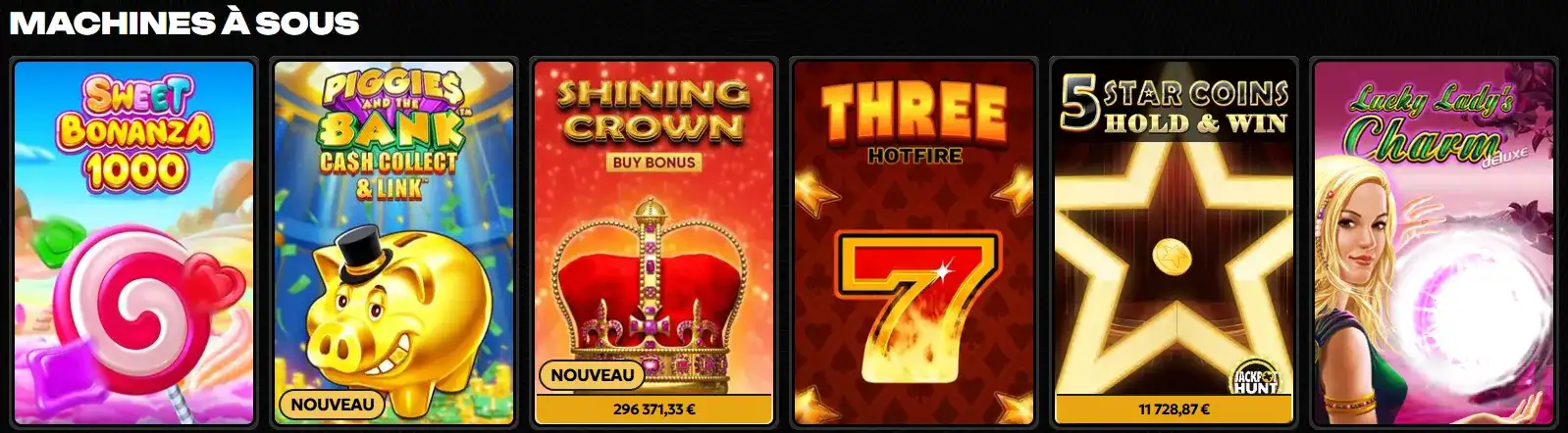 Machines à sous du Spinsy Casino avec jackpots et bonus