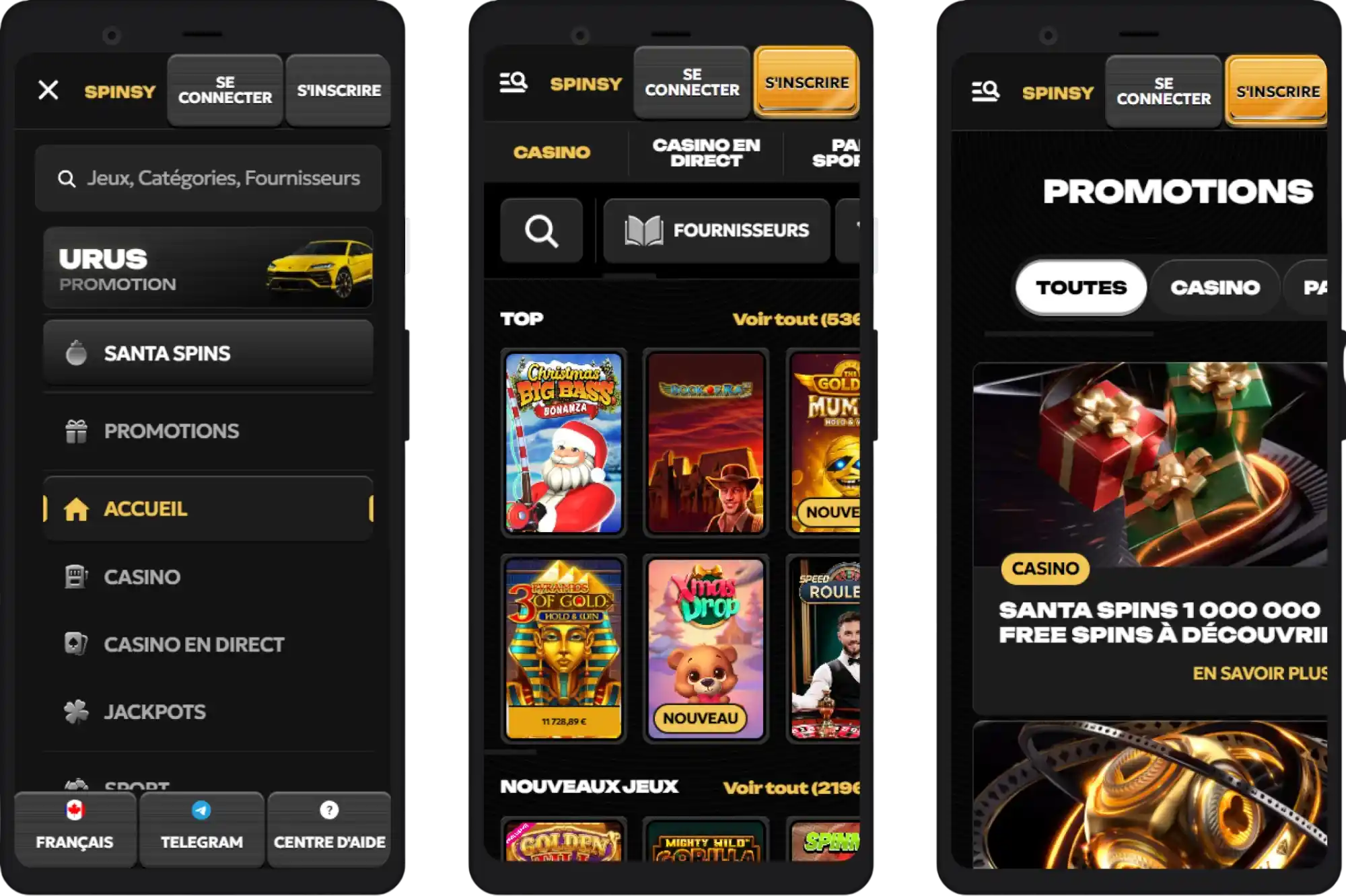 Version mobile du Spinsy Casino pour jouer sur smartphone
