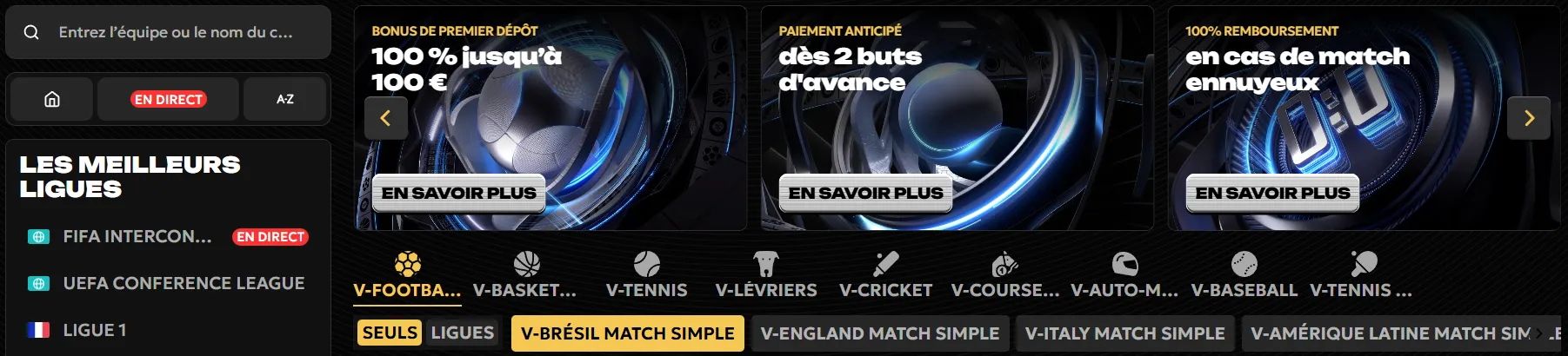 Paris sportifs virtuels proposés par le Spinsy Casino